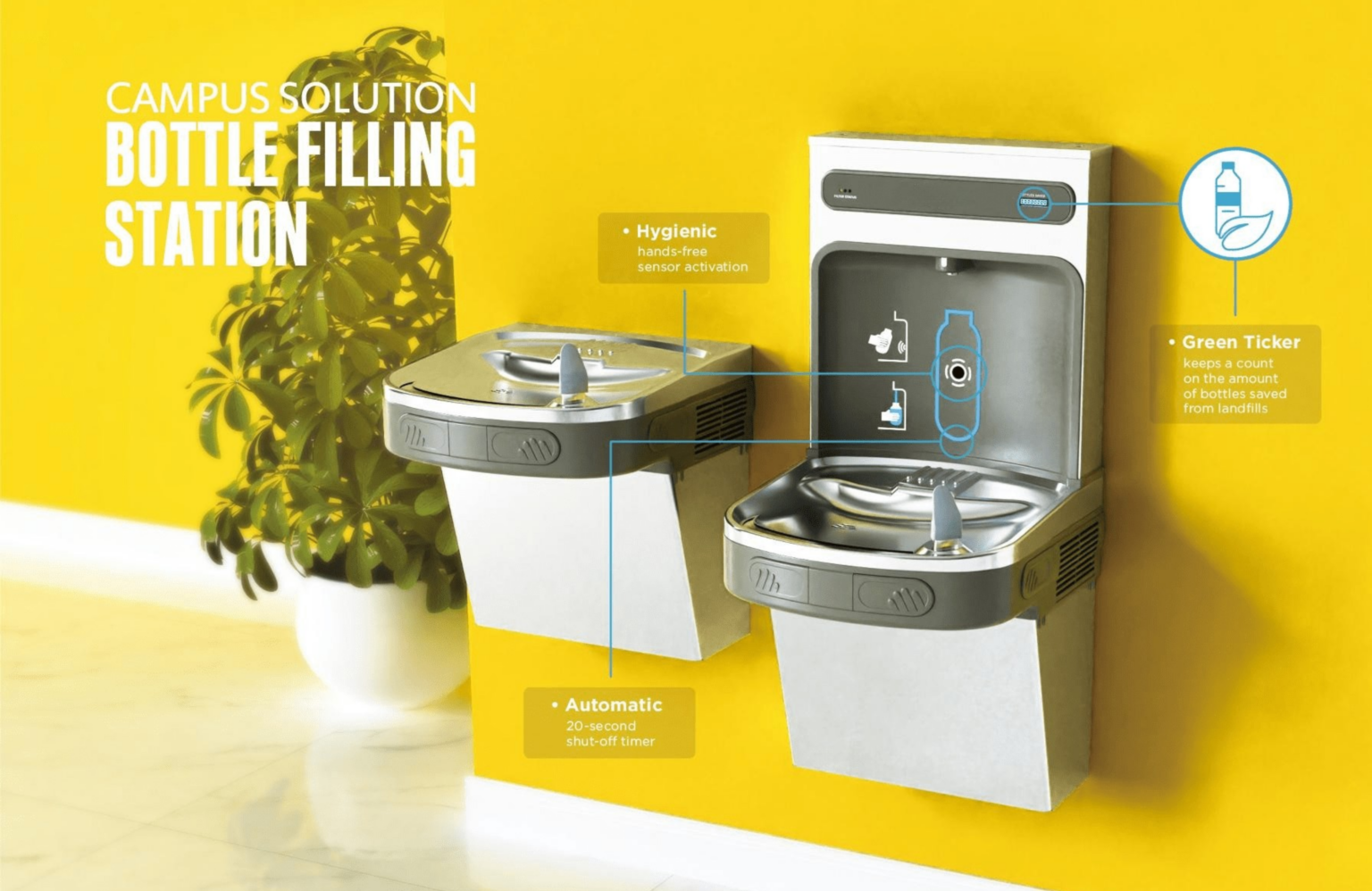 bottle filling station and bubbler installed